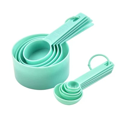 10pcs Measuring Cups and Spoons Set with Stainless Steel Handles Baking Kitchen - Image 1 of 4