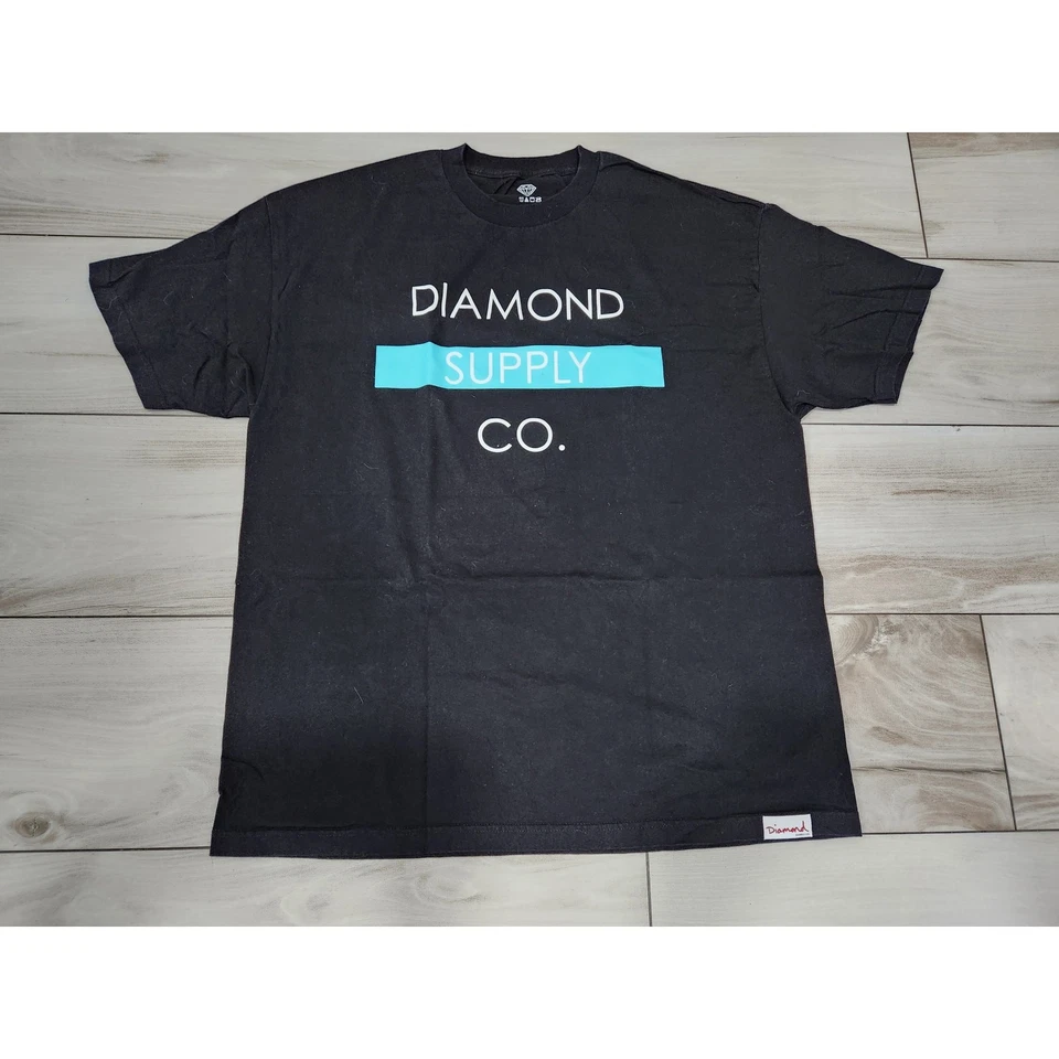 Camiseta Vintage Diamond Supply Co. Logotipo Skate EUA Masculina Tamanho 2XL Azul Tiffany - Imagem 1 de 3