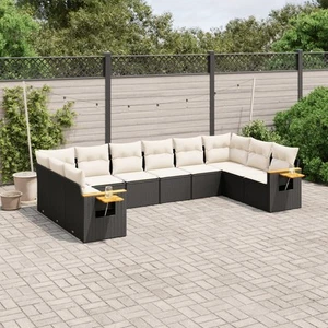 Patio Sofa Set with Cushions Outdoor Conversation Furniture Poly Rattan vidaXL - Picture 1 of 56