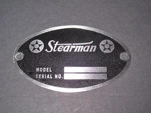 Classic Stearman Aircraft DEA Required "Aircraft Identification Data Plate"  - Bild 1 von 1