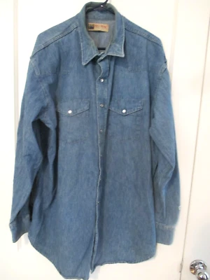 VTG BIG MAC DENIM WORK WEAR BUTTON DOWN MENS SHIRT 2XLT BIG TALL 18-18 1/2 NECK - Image 1 of 4