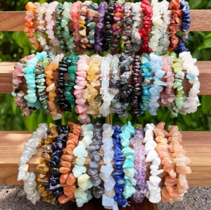 Handmade Gemstone Chips Bracelet,Crystal Bracelet for Men and Women, - Picture 1 of 3