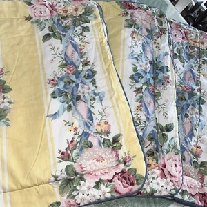 Croscill 3 Princess Yellow Floral Ribbons Pearls Pillow Shams 3 Standard USA - Picture 1 of 6