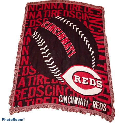 Cincinnati Reds Woven Tapestry Afghan Throw Blanket MLB Baseball Genuine Cover