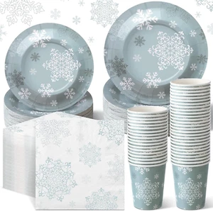 250 Pcs Christmas Disposable Dinnerware Set for 50 Guests Christmas Paper Plates - Picture 1 of 7