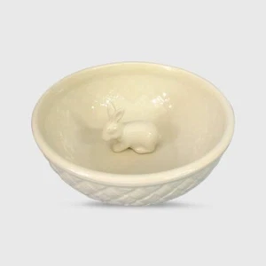 Threshold- 8" x 2.8" Earthenware Woven Texture Candy Bowl With Bunny - Picture 1 of 1