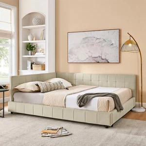 Queen Size Daybed Velvet Upholstered Bed Frame Sofa Bed for Bedroom - Picture 1 of 88