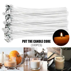 100 szt. Knot ze stopką Knot do świec Płaski knot Knot do świec-Woskowany 9/10/15/20cm - Zdjęcie 1 z 10