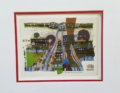 Friedensreich Hundertwasser Let Us Pray Manitou Wins A Matted offset Litho 1986 — 第 1/4 张图片