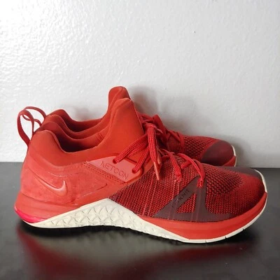 Nike Metcon Flyknit 3 Hombres 10 Zapatos de Entrenamiento Cruzado Rojo Místico Blanco AQ8022 600 Foto 1 de 4