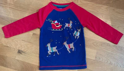 Camiseta Adventure Wear Niño Pequeño Papá Noel Reno Rojo Azul Marino Manga Larga Talla 2T Usada en Excelente Condición Foto 1 de 4