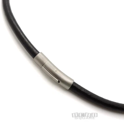 Curved Stainless Steel Round Genuine Leather Cord Necklace / Bangle (5mm / 6mm) - Image 1 of 3