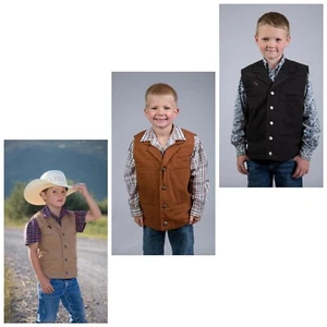 Wyoming Traders Youth Canvas Button Up Western Cowboy / Cowgirl Vest - Picture 1 of 15