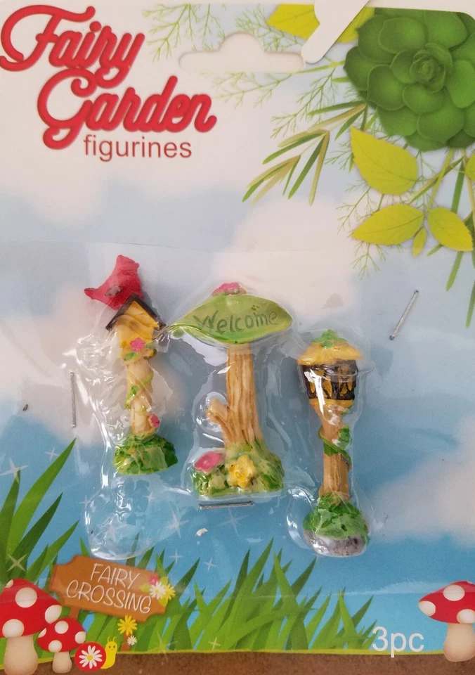 Fairy Garden Figurines 3/Pk Elves Bird Rabbit Owl Lamb Turtle S3, Select: Type - Image 1 of 1