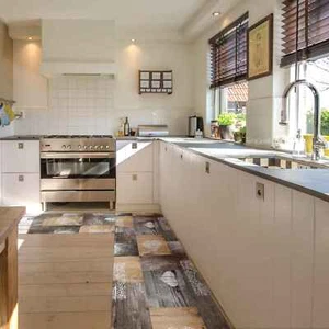 Kitchen Runner PVC 50cm Wide VEGAN Rustic Wood Heart Love Brown from Italy - Picture 1 of 8