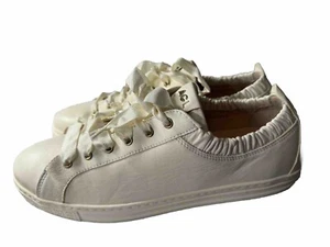 AGL Women Flats Ivory Leather Lace up Comfort Shoes Sneakers 11.5US/42, Italy - Picture 1 of 8