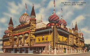 # M3844   MITCHELL,  S.D.  LINEN    POSTCARD,  CORN PALACE - Picture 1 of 2