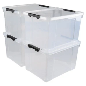 Knifefish 4-Pack 50 Quart Large Plastic Storage Bin with Latching Lid and Wheels - Picture 1 of 9