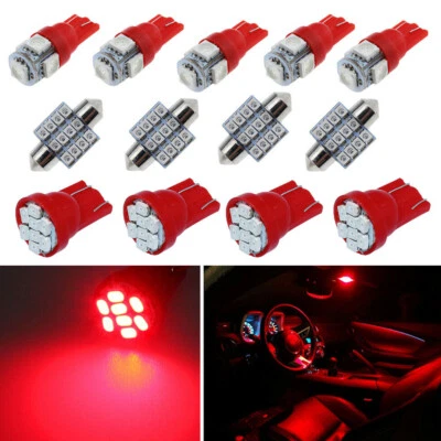 13pcs Car LED Interior Package Lamp Light Car Dome License Plate Bulb Red - Image 1 of 4