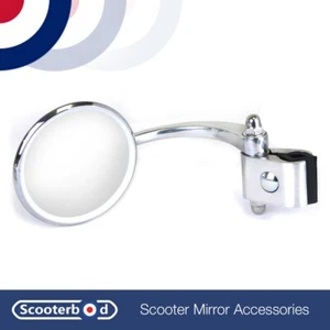 Round Clamp on Legshield Mirror | Vespa/ Lambretta Scooters for Left Hand Side - Picture 1 of 4