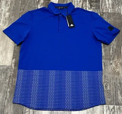 Adidas Adicross Мужская средний королевский синий геометрический принт SS рубашка-поло для гольфа новый - Изображение 1 из 4