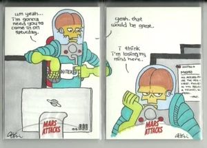 2013 Topps Mars Attacks Invasion 2 Card Puzzle Office Space Sketch - Adam Levine - Picture 1 of 2