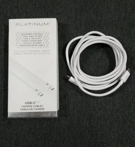 Câble de charge tressé platine 2 m (6,6 pi) USB-C vers USB-C - vitesse de transfert élevée - Photo 1 sur 2