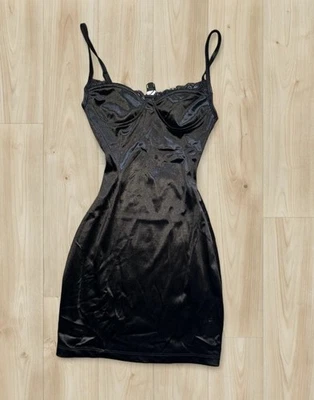 NWT Lesty Dress by Motel in a sleek satin black. Size XS - image 1 of 4