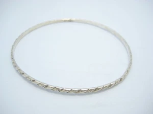 Sterling Silver 2mm Linear Design Bangle Cuff Bracelet - Picture 1 of 4