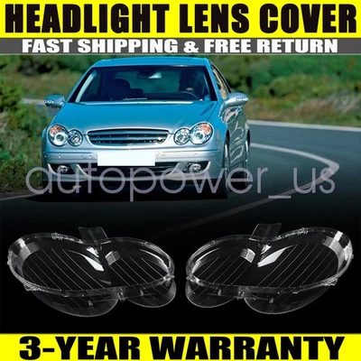 Par de cubierta de lente de faros de repuesto para Mercedes Benz CLK C209 W209 2004-2009 Foto 1 de 4