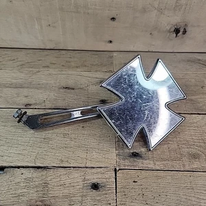Left Hand Maltese Cross Chrome Billet Side Rear View Mirror Rat Rod Chopper - Picture 1 of 8