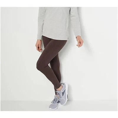 DENIM & CO. ACTIVE NUEVO $47 Legging Duo Elástico con Bolsillo Lateral Marrón PXXS Foto 1 de 3