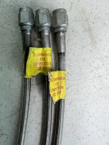 3 Vintage Stainless Steel Braided Hoses – Racing Lines – Competition Use 19” - Bild 1 von 5