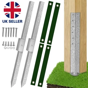 2Pcs Fence Post Repair Stakes with Screws Fence Post Anchor Ground Spikes uk - Picture 1 of 10