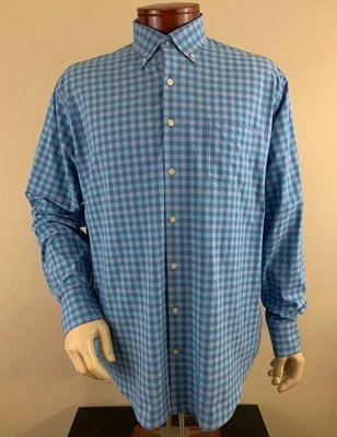 PETER MILLAR Men's Summer Comfort Long Sleeve Button Front Check Shirt Size XL - Image 1 of 4