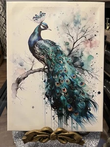 Pfau Wandbilder Aquarell Pfau Bilder Wanddeko Ästhetischer Pfau Dose... - Bild 1 von 5