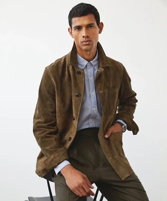 Olive Green Field Leather Jacket Men Pure Suede Custom Made Size S M L XXL 3XL - Image 1 of 4