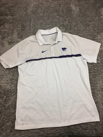 K-State Wildcats Polo Shirt Mens Size XL White Gray EMAW Short Sleeve Work Cover