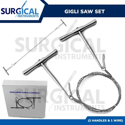 GIGLI Saw Set (2 Handles & 1 Wire) Surgical Neurology Orthopedic Instruments - Image 1 of 4