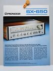Vintage - Original PIONEER SX-650 High-Medium Powered Stereo Receiver Brochure