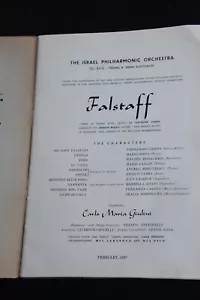 VERDI, FALSTAFF, ISRAEL,A PROGRAM,1959,GIULINI,ZEFFIERLLI ISRAEL FILARMONIC, - Foto 1 di 12