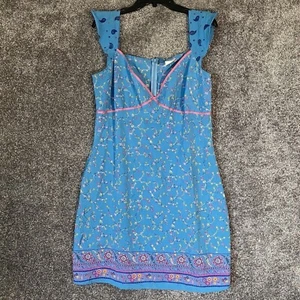 Vintage Fredericks of Hollywood Slip Dress Womens 14 Blue Floral Babydoll Fairy - Picture 1 of 10