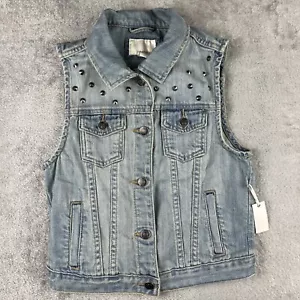 Forever 21 Jeansweste Damen Small Light Wash Nieten Neu mit Etikett - Bild 1 von 6