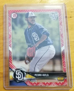 2018 Topps Bowman Holiday Red Festive #TH-PA Pedro Avila Padres 06/10 - Foto 1 di 2