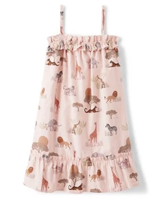 Gymboree Girl Size 8 Safari Print Pink Ruffle Dress. NWT. MSRP 46.95. - Picture 1 of 1