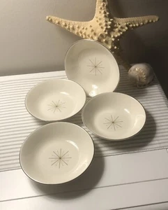 Vintage Set of 4 MCM Atomic Era China Modern Star Dessert Or Fruit Bowls 6” - Picture 1 of 12