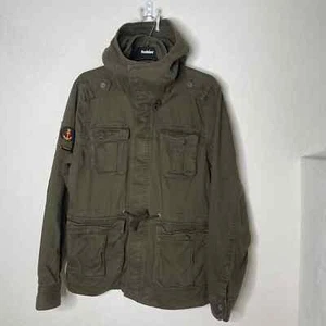 Superdry + NorthSea Womens Layered Hooded Full Zip Heavy Jacket 2XL Olive Green - Picture 1 of 22