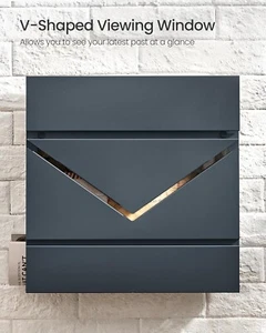 Letter Box Mailbox , Wall-Mounted Post Box, with Lock - Picture 1 of 13