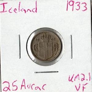 Coin Iceland (Danish) 25 Aurar 1933 KM2.1 - Picture 1 of 2