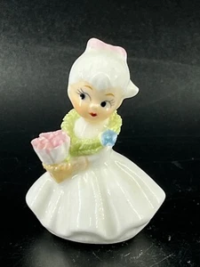 Vtg Napco Flower Girl Of the Month January Miniature Bone China Figurine 2” - Picture 1 of 7
